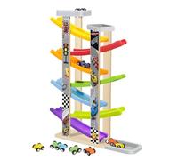 Générique Jouet Piste De Voitures - Jouet Éducatif en Bois à Sept Niveaux | Ensemble Circuit De Course Enfant avec 8 Voitures | Garçons Filles Intérieur Extérieur Maison École Fête