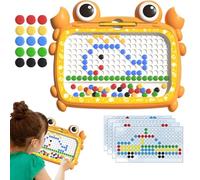 Générique Jouet Planche à Dessin magnétique, Crab Dot Art Designer avec Stylo magnétique, Bloc de Dessin de Perles magnétiques, Doodle Dots Board Kid Scribbler Jouet éducatif pour garçons Filles