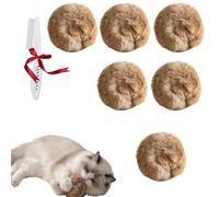 Générique Jouet pour Chat en Boule de Fourrure de Lapin, Boules de Pompon pour Chat de Lapin véritable de 3 Pouces avec Herbe à Chat, Doux, Lavable et Amusant à chasser, pour Les Coups de Pied (6PC)