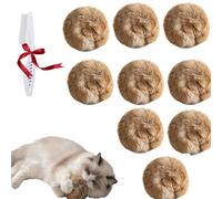 Générique Jouet pour Chat en Boule de Fourrure de Lapin, Boules de Pompon pour Chat de Lapin véritable de 3 Pouces avec Herbe à Chat, Doux, Lavable et Amusant à chasser, pour Les Coups de Pied (9PC)
