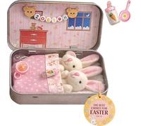 Générique Jouets De Lapin De Pâques Câlins dans Une Boîte, Petit Lapin De Poche, Maman en Peluche De Pâques Et Lapins De Bébé dans Une Boîte De Poche, Poupée De Lapin Douce Faite à La Main(Pink)