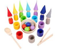 Générique Jouets De Tri des Couleurs, Jeu Éducatif Sensoriel en Bois, Balles Arc-en- avec Tasses, Kit STEM Préscolaire, Activités d'apprentissage Précoce, Développement De La Motricité Fine