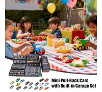 Générique Jouets De Voitures À Réaction - 48 Pièces Petit Véhicule avec Garage Intégré | Voitures en Métal Moulé sous Pression À Remontage Automatique,pour Noël Anniversaire Voyage Fête Jeu Activités
