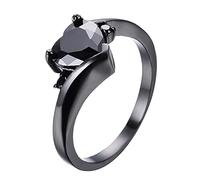 Générique Jouets Étui Bagues Heart Love Zircon Hearts Jewelry bagues colorées Présentoir Étui Anneaux (Black, 11)