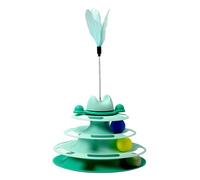 Générique Jouets Interactifs pour Chats Monotonie Jeu Puzzle Chat Tourniquet 4 Niveaux Circuits Coulissants PP Écologique 28x25x16cm Antidérapant Collectif Chats Multiples