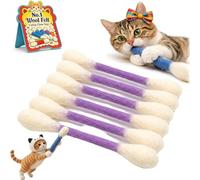 Générique Jouets pour Chats « Coton-tiges » à l'herbe à Chat - Lot de 6 Grands bâtonnets à mâcher durables pour Chatons (Dentition) et Jouets interactifs géants en Feutre (#E)