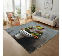 Générique Journaux Vintage d'animaux de Toilette Tapis Salon 160x230cm Tapis Chambre Lavable en Machine CarpetMur Bleu Shabby Chic Grande Moderne Doux Antidérapant pour Cuisine, Chambre à Coucher