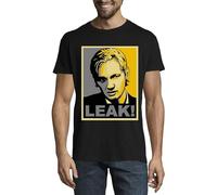 Générique Julian Assange Hope Style Pop Art Poster Leak T-Shirt en Coton à col Rond pour Hommes Noir Large
