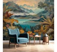 Générique Jungle Papier Peint Panoramique Léopard Papier Peint Forêt Tropicale Intissé Salon Chambre Mural Décoration 350 x 256 cm