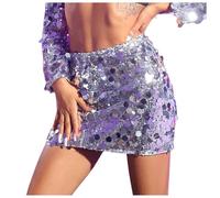 Générique Jupe a Paillette, Jupe Short Paillette Argentée Femme, Tutu Mini Sexy Soirée Grande Taille Ballerine Skirt Fille Sequins Année 80 Patineuse Carnaval Fête Argentée, S