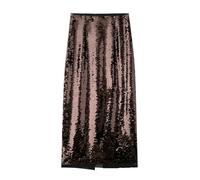 Générique Jupe A Paillette,Robe Mi-Longue à Paillettes Taille Haute avec Une Brillance éLéGante Parfaite pour Les FêTes Et (Brown S)