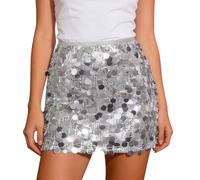 Générique Jupe à Paillettes pour Femme, Mini-Jupe Moulante à Paillettes Trapèze, Taille Élastique D'Été Paillettes Courte Jupes pour Festival, Concert Club, Festival, Soirée Dansante