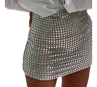 Générique Jupe à Paillettes pour Femmes Mini Jupe Moulante Extensible Soirée Fête Club Élégant Brillant Séduisant Confortable (White, S)