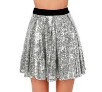 Générique Jupe à Sequins avec Doublure pour Femme Taille éLastique Skorts Jupe Courte Ample à Paillettes PlisséS Unie Taille Haute pour Danse d'enfants FêTe d'anniversaire De Princesse Chic