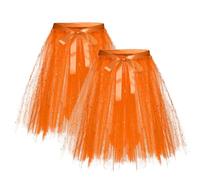 Générique Jupe Bouffante avec nœud à Lacets pour Femmes Couleur Unie Jupe de Performance Faite à la Main Orange M