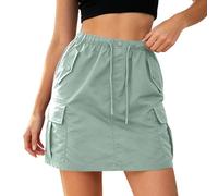 Générique Jupe Cargo Utilitaire Taille Haute avec Poches, Coupe Slim, Style décontracté, Jupe midi trapèze (Green, XXL)