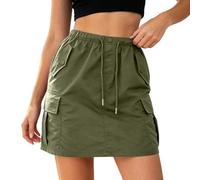 Générique Jupe Cargo Utilitaire Taille Haute avec Poches, Coupe Slim, Style décontracté, Jupe midi trapèze (Army Green, XXL)