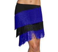 Générique Jupe Courte asymétrique à Franges Style bohème Fluide avec Taille élastique Coupe trapèze Parfaite pour Occasions décontractées et festives (Blue, S)