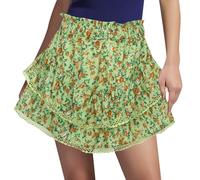Générique Jupe Courte Fluide pour Femme avec Volants élégants et Design Taille Haute pour Sportif Estival (Green, XL)