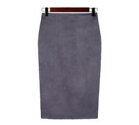 Générique Jupe Crayon Femme Jupe crayon mi-longue en daim multicolore for femme, jupe moulante basique for printemps et été(GRAY,XL)