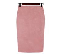 Générique Jupe Crayon Femme Jupe crayon mi-longue en daim multicolore for femme, jupe moulante basique for printemps et été(Pink,XL)
