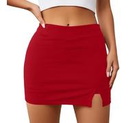 Générique Jupe Crayon Moulante Extensible à Fente latérale Haute avec Short intégré Parfaite pour Tenues décontractées soirée et Port Quotidien Professionnel (E-Red, S)