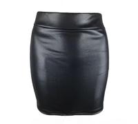 Générique Jupe Cuir Femme Crayon Jupe en cuir dos fendu femmes Sexy moulante jupe crayon bureau dame paquet jupes taille haute été longue(Black-2,S)