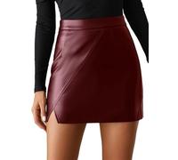 Générique Jupe Cuir Femme Crayon Jupes en cuir PU noir Uso apto para femmes, Mini jupe moulante Sexy de rue, taille haute, automne hiver(Claret,XL)
