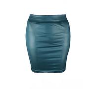 Générique Jupe Cuir Femme Crayon Mode Femmes Mini Faux Cuir Jupes Hiver Sexy Taille haute Solide Couleur Solid Partie Court Fête Night Club Jupe(Sky blue,XL)