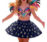 Générique Jupe de Ballet étoilée pour Petite Fille Costume de Danse Classique en pour Cours et Spectacles (Blue, 4-5 Years)