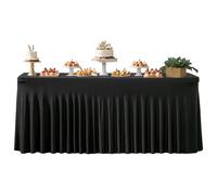Générique Jupe De Bureau | Jupe De Bureau pour Mariage | De Table 1,83 m Noire Plissée Festonnée pour Banquet Anniversaire Baby Shower Noël Halloween Buffet Thèmes D'événement