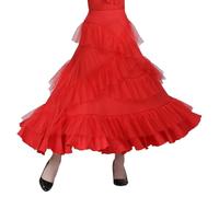 Générique Jupe De Danse Moderne pour Danse De Salon Tenue Pratique Fluide avec Couche en Maille Jupe Performance pour Latine Tango Cha Cha Sociale Mi Longue en Tulle Mouvem