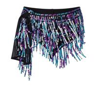 Générique Jupe de Danse Orientale à Paillettes et Franges, Style bohème, idéale pour Les Spectacles de Jazz et de Street Dance.#Y