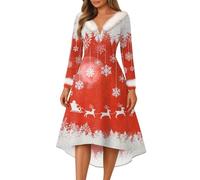 Générique Jupe de Noel Femme Manche Dentelle Vintage Orientale Robe Grande Taille Mariage Réveillon Fete Velours Elegant Glamour Longue Costume Mère Noel Femme Patineuse Robe Elegante L