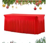 Générique Jupe de Table de Fête,1.8m Jupe de Table Rectangle Rouge Réutilisable pour Fête - Nappe de Réutilisable - Dîner