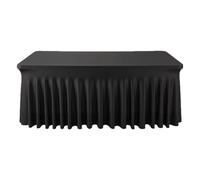 Générique Jupe De Table Froncée,Jupes De Bureau pour Baby Shower | Jupe De Table Festonnée Plissée Noire 1,8 M Décoration pour Mariage Anniversaire Banquet Buffet Noël Halloween