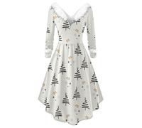 Générique Jupe DéContractéE Robe de soirée élégante à Manches Longues avec col,Fluide et esthétique,Parfaite pour Les rassemblements décontractés et Un vêtement élégant Confortable(Light Gray,XXL)