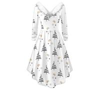 Générique Jupe DéContractéE Robe de soirée élégante à Manches Longues avec col,Fluide et esthétique,Parfaite pour Les rassemblements décontractés et Un vêtement élégant Confortable(White,S)