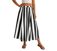 Générique Jupe d'été rayée Femme Coupe trapèze Fluide avec Ceinture élastique Confortable pour Sorties décontractées