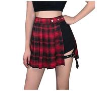 Générique Jupe Ecossaise Femme,Costume Medieval Femme Sexy Jupe Courte Chic Et Elegant Jupe PlisséE à Carreaux DéContractéE Tendance avec Boucle Skirt Style Punk Gothique avec Pantalon Court