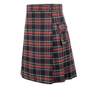 Générique Jupe Ecossaise Femme, Kilt Ecossais Homme Rouge Grande Taille Taille Élastique Jupe Plissée Médiévale en Coton Longue Tartan Irlandais Steampunk Respirant Chic Cosplay Complet
