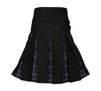 Générique Jupe Ecossaise Femme, Kilt Ecossais Homme Violet Complet Gothique Jupe Plissée Médiévale en Coton Longue Tartan Irlandais Steampunk Cosplay Couleur Unie Respirant Grande Taille