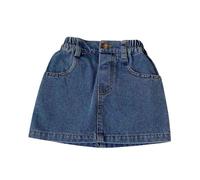Générique Jupe en Jean pour Filles modèle Vieilli avec Bordure rapiécée Parfait pour bébé ou Toddler Coupe Courte Tendance et Confortable (Blue, 5-6 Years)