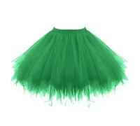 Générique Jupe en Tulle Femme - Costume Carnaval ; Tutu Femme, Déguisement Carnaval Robe Princesse Adulte, Déguisement Année 80 Vintage Jupes Fluide Elegant - Music Festival Costume Vert 3XL