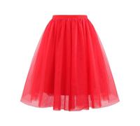 Générique Jupe en Tulle Femme - Costume Carnaval ; Tutu Femme, Déguisement Carnaval Robe Princesse, Robe Médiévale Classique Jupes Exquisite Glamour - Music Festival Costume Rouge XXL