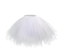 Générique Jupe en Tulle Femme - Costume Carnaval ; Tutu Femme, Déguisement Carnaval Robe Princesse, Robe Médiévale Classique Jupes Vintage Glamour - Music Festival Costume Blanc XL