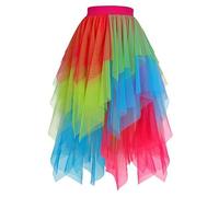 Générique Jupe en Tulle,Jupe Midi éLéGante à Volants Et Ourlet Transparent LéGèRe Et Fluide IdéAle pour Les SoiréEs DéContractéEs Et Les Occasions SpéCiales (Multicolour L)