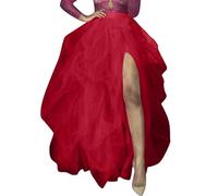 Générique Jupe en Tulle,Ladies Carnival Party Solid Color High Waisted Sexy Elastic Casual Mesh Shampan Skirt Tutu Skirt Casual Skirt (Red XL)