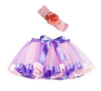Générique Jupe en Tulle pour Filles Multicolor Couleur Filles Enfants Tutu Party Dance Ballet Toddler Baby Costume Jupe + Bandeau Ensemble pour Le Carnaval fête