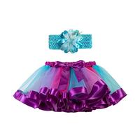Générique Jupe en Tulle pour Filles Multicolor Couleur Filles Enfants Tutu Party Dance Ballet Toddler Baby Costume Jupe + Bandeau Ensemble pour Le Carnaval fête
